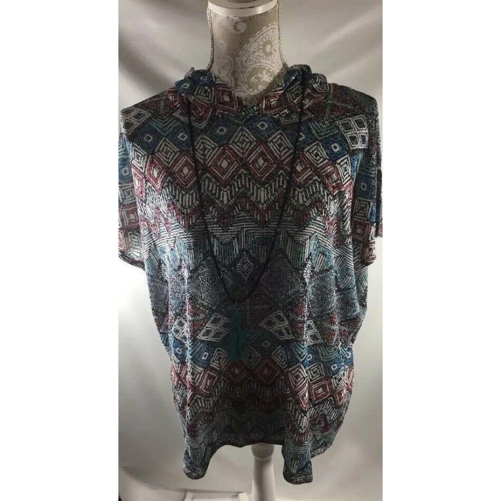 No Comment‎ Sweater Poncho Top Junior Sz S Printed
